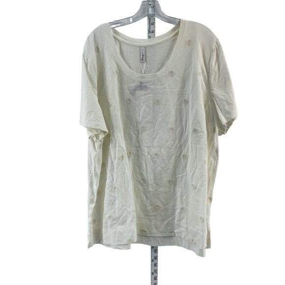 Women's Sheego Cream Cotton Boatneck T-Shirt 3XL NWT - Picture 1 of 5